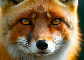 Fototapeta premium Surreal Cinematic Photo of Curious Fox with Tear in Eye under Bright Sunlight