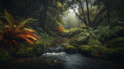 緑豊かな森と静かな渓流