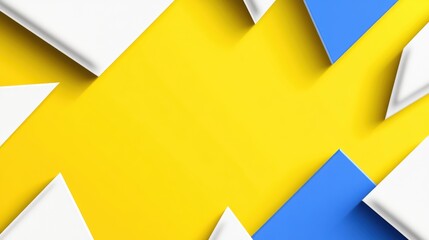 Abstract Geometric Pattern with Vibrant Yellow, White, and Blue Shapes Creating a Dynamic Visual Effect