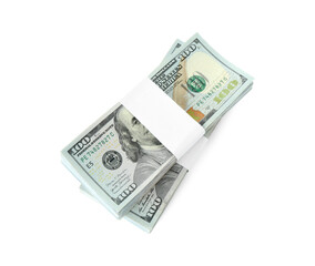 Stack of dollar banknotes isolated on white, top view © New Africa