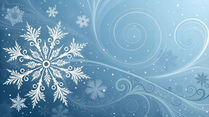 A beautiful abstract winter background featuring a delicate snowflake pattern in shades of blue and white