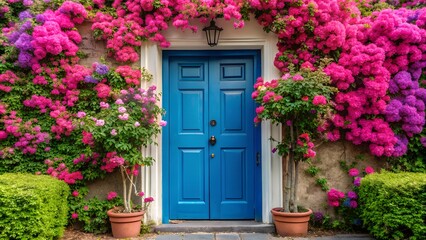 door and flowers