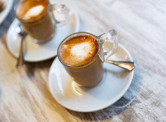Popular Spanish coffee Cortado, made on the basis of espresso with the addition of milk