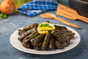 Traditional delicious Turkish foods; stuffed leaves (yaprak sarmasi)