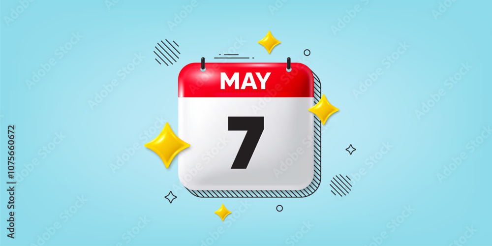 Poster calendar date of may 3d icon. 7th day of the month icon. event schedule date. meeting appointment ti