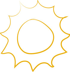 Cute doodle sun. Hand drawn vector illustration. Sketch sun, Handdrawn sunshine symbols
