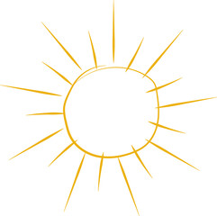 Cute doodle sun. Hand drawn vector illustration. Sketch sun, Handdrawn sunshine symbols