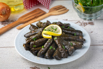 Traditional delicious Turkish foods; stuffed leaves - yaprak sarmasi