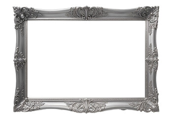 Antique Silver frame isolated on transparent background, template