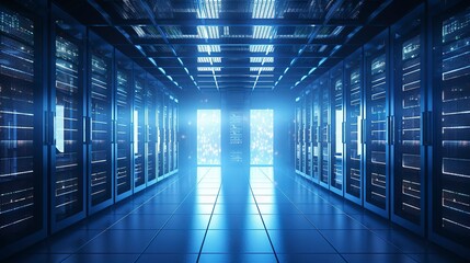 Fototapeta premium A photo of a server room with servers and storage