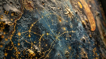 The detailed artwork on the walls depicts famous constellations and their corresponding stories from Greek mythology.