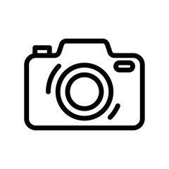 Camera line icon. Photo camera vector icon isolated on white background. Snapshot photography sign. Editable stroke