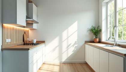 Fototapeta premium Modern and Bright Kitchen Design with Natural Light