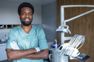 Stomatologist in medical office offering necessary treatment for maintaining oral health