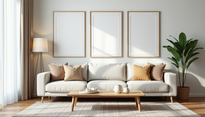 Fototapeta premium Modern Minimalist Living Room Design