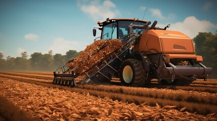 Fototapeta premium A photo of a sweet potato harvester in action.