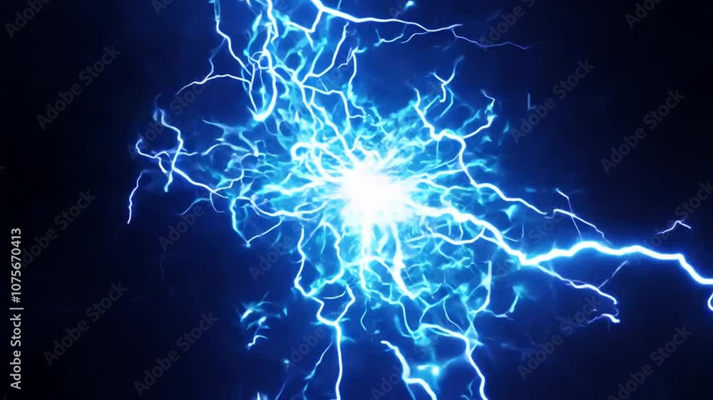 Poster Dynamic Blue Electric Lightning Spark Effect Animation Generative AI