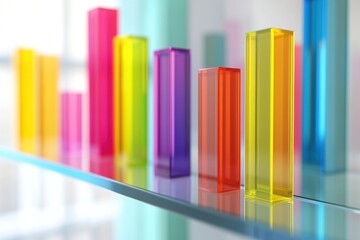 Obraz premium Colorful Glass Blocks on a Shelf