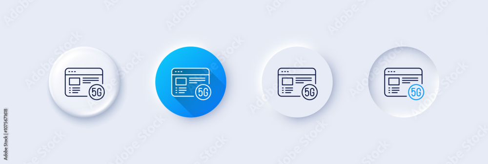 Poster 5g internet line icon. neumorphic, blue gradient, 3d pin buttons. wifi web browser sign. connection 