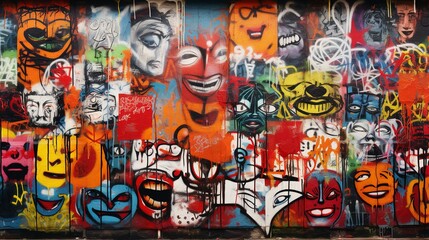 Fototapeta premium A photo of a wall covered in graffiti art