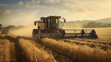 Obraz premium A photo of a windrower creating hay windrows.