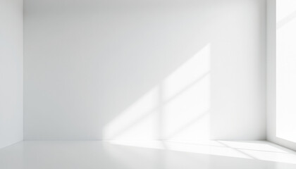 Fototapeta premium Empty White Room with Sunlight Shadows