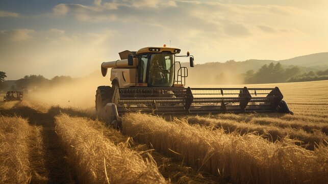 A photo of a windrower creating hay windrows.