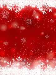 キラキラな赤の雪の結晶背景素材（クリスマス　フレーム　バナー　見出し　タイトル　エレガント）