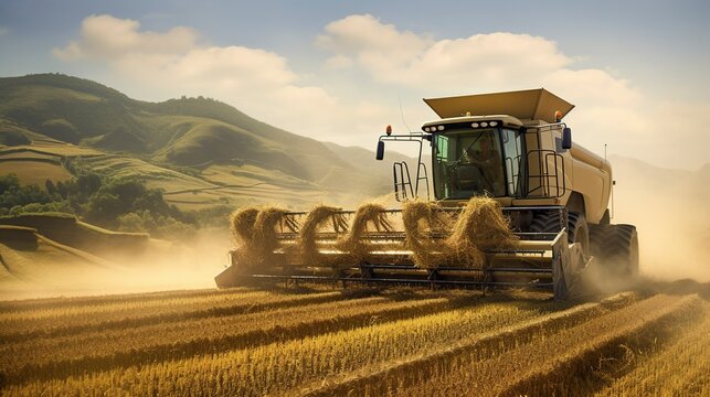 A photo of a windrower creating hay windrows.