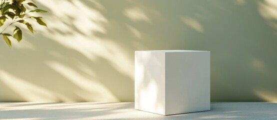 Minimalist Product Display with White Cube on Soft Background
