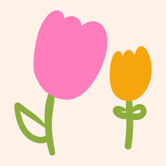 Doodle tulip flower icon. Vector hand drawn doodle illustration. 