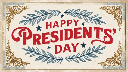 Happy Presidents' Day Text on greeting card 