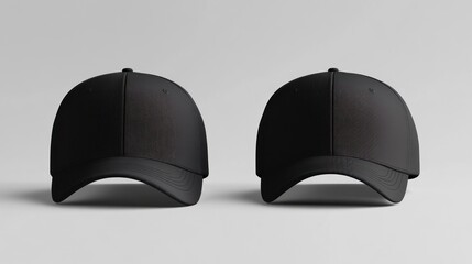 Two Blank Black Baseball Caps