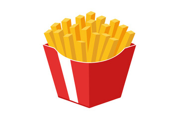 Simple French Fries Box Illustration on Clean White Background