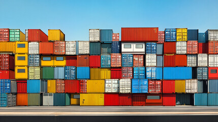 Obraz premium Colorful Shipping Containers Stacked in a Port