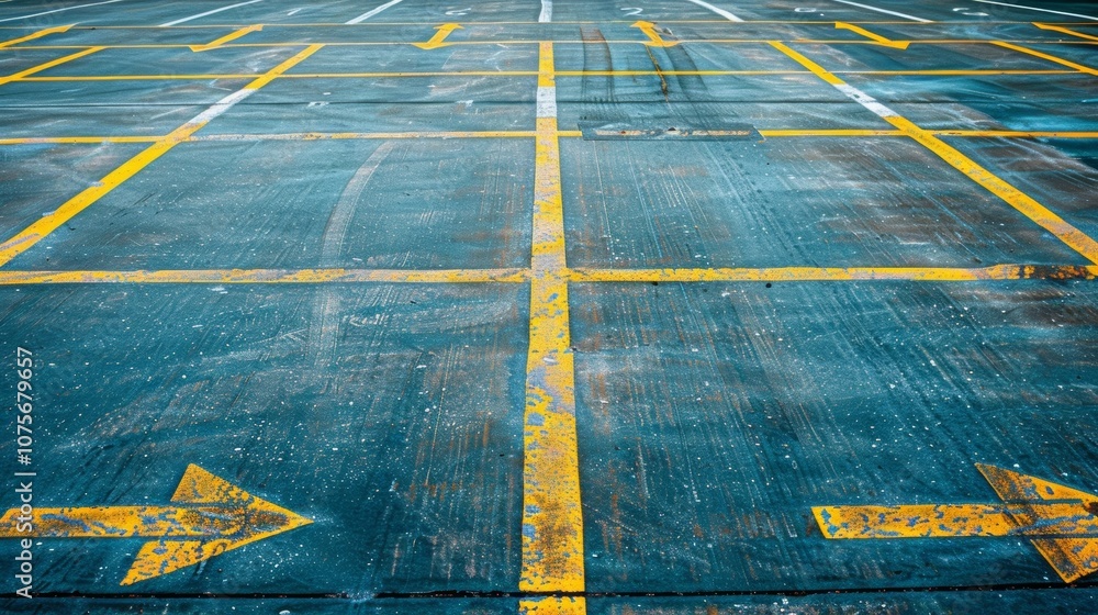Aufkleber an overhead view of the lanes marked with numbered arrows on the ground for easy identification.