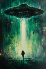 Alien Encounter - Modern Oil Painting