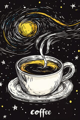 Celestial Coffee Cup with Starry Night Sky