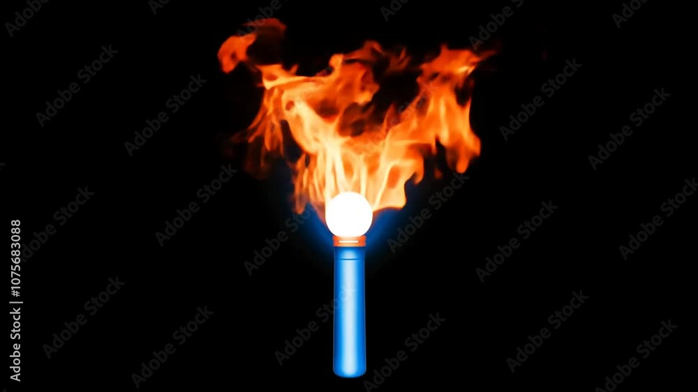 Poster vibrant torch flame with realistic fire effects in dark setting generative ai