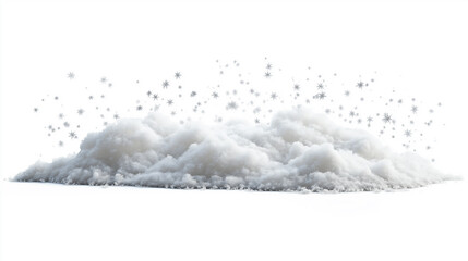 Soft cloud of powder floating against a white backdrop, delicate and airy.
