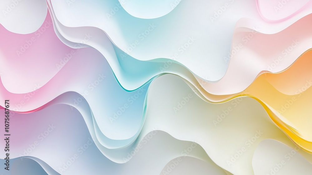 Poster an illustration featuring a clean, white paper or wall surface with a beautiful, soft color gradient