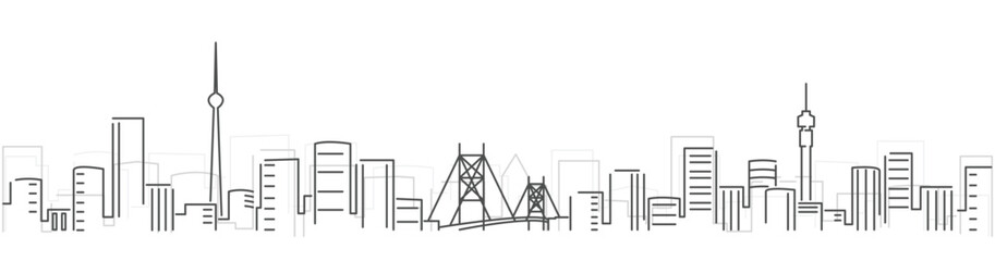 Johannesburg Simple Dark Lines Skyline on White Background