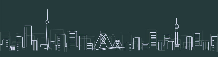 Fototapeta premium Johannesburg Simple Lines Skyline on Dark Background