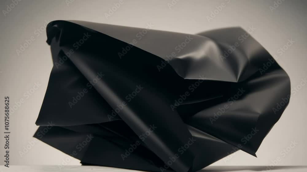Aufkleber crumpled black paper in a stop motion against a simple background generative ai