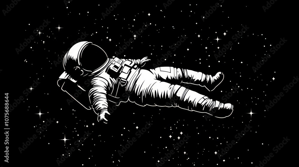 Poster an astronaut floats in the vast expanse of space, surrounded by a multitude of twinkling stars, crea