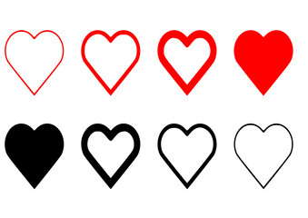 Set of hearts icon, heart drawn hand - stock