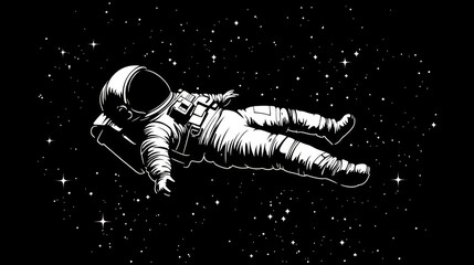 Naklejka premium An astronaut floats in the vast expanse of space, surrounded by a multitude of twinkling stars, creating a sense of wonder and awe.