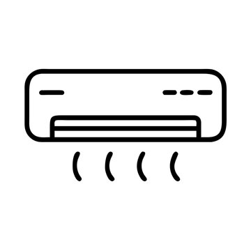 recommend clip art: Air conditioner icon outline with cooling waves