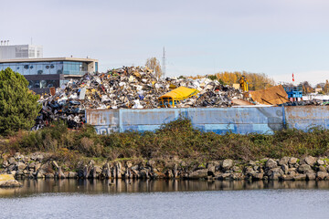 Naklejka premium Industrial Scrap Yard on the Waterfront in Victoria Canada