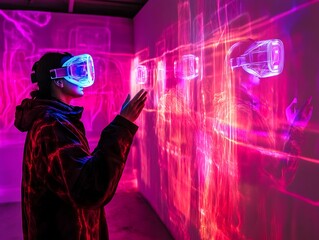 Interactive holographic art installations at a futurist